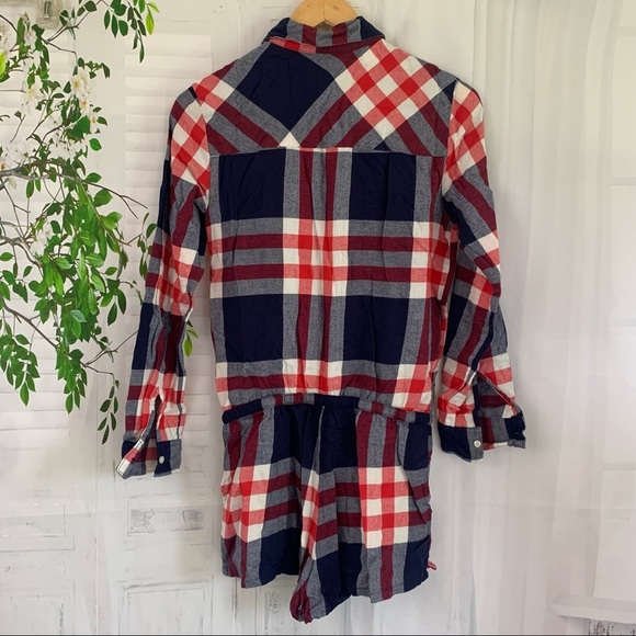 Aerie Plaid Flannel Sleepwear Romper - Picture 5 of 6